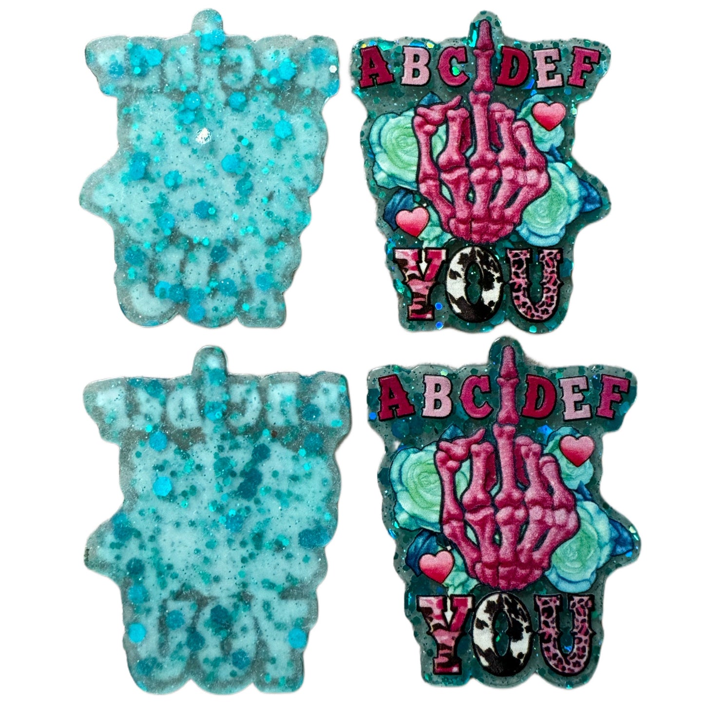 ADULT CONTENT! 5 Pieces ABCDEF Fuck You with Middle Finger Flatback One Sided Planar Acrylic for Keychains, Badge Reels, Earrings and More!