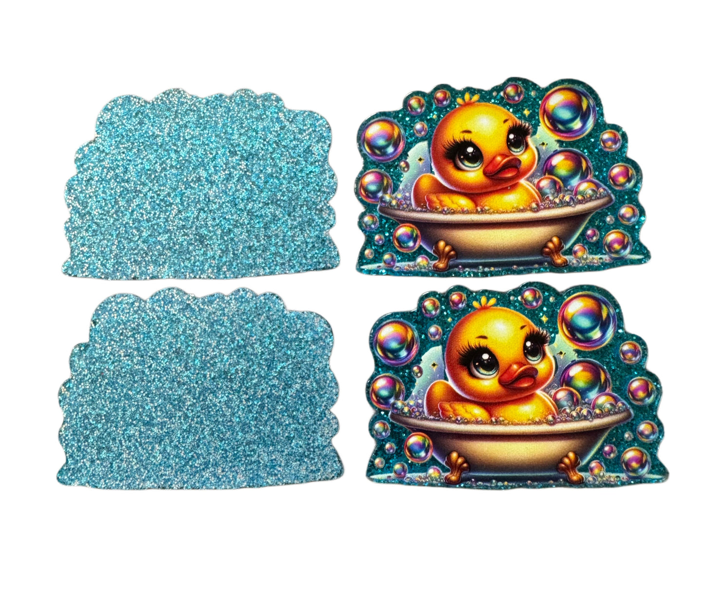 5 Pieces Rubber Duckie in Bubble Bath Flatback One Sided Planar Acrylic for Keychains, Badge Reels, Earrings. Cute Cruising or Jeep Ducks