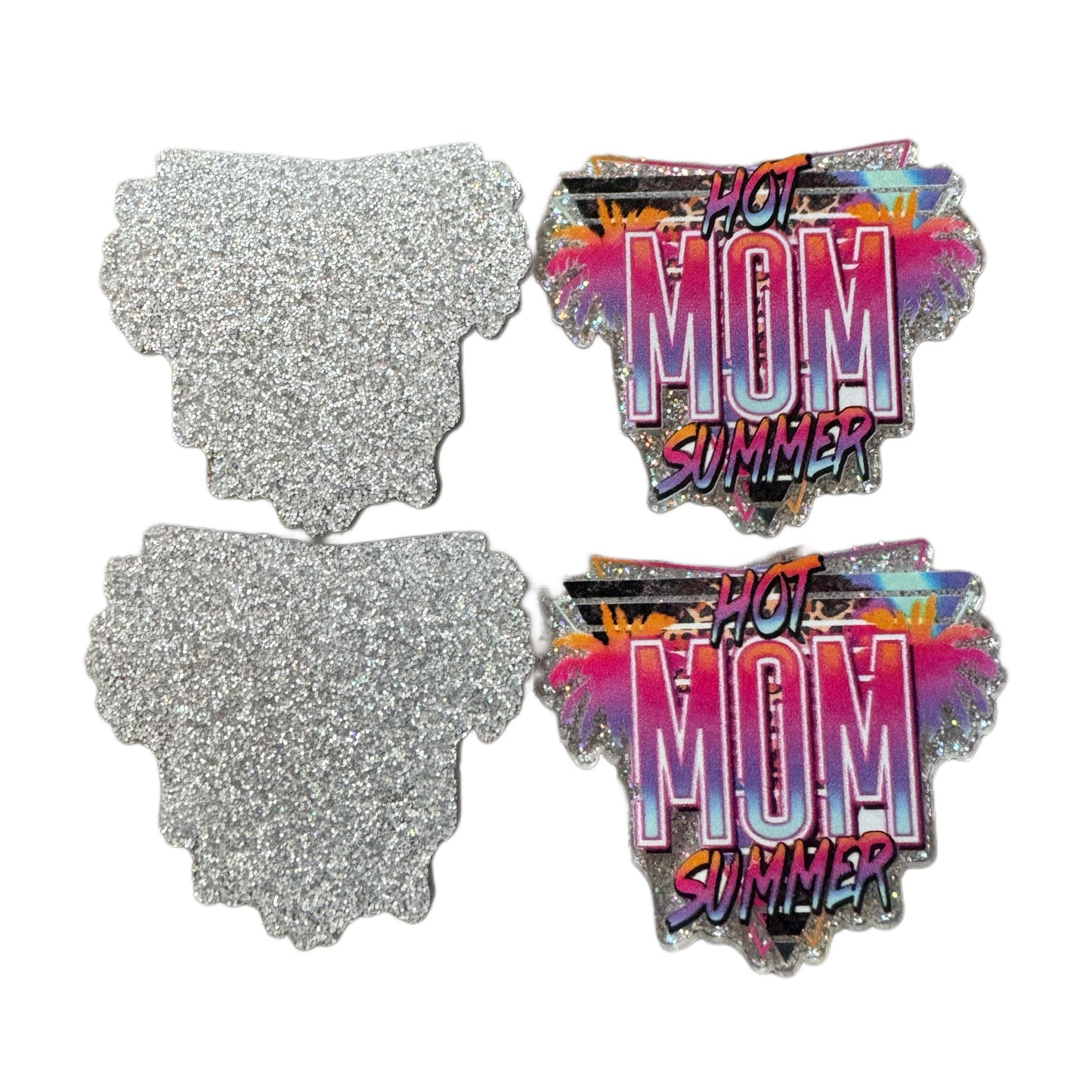 5 Pieces Hot Mom Summer Flatback One Sided Planar Acrylic for Keychains, Badge Reels, Earrings and More