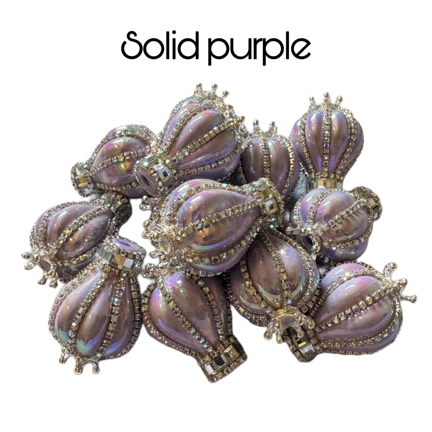 2 Pieces High Quality 35mm Hot Air Ballon Bead with Crown and Rhinestones for Beadable Pen Keychain Bracelet and more for Your DIY Creations