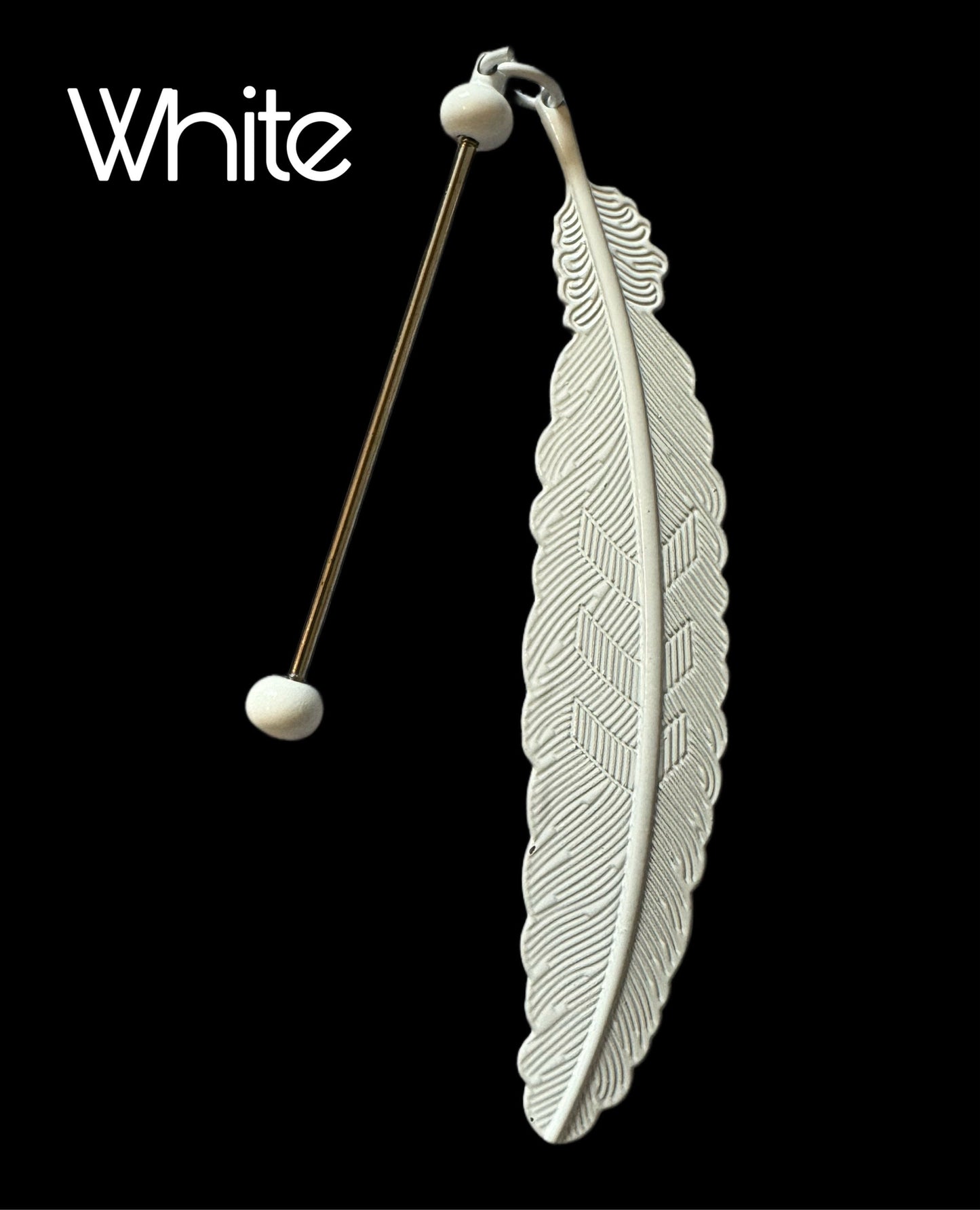 Large Metal Feather Bookmark Blank with Beadable Rod for DIY Creations. Beautiful Details on the Feather.