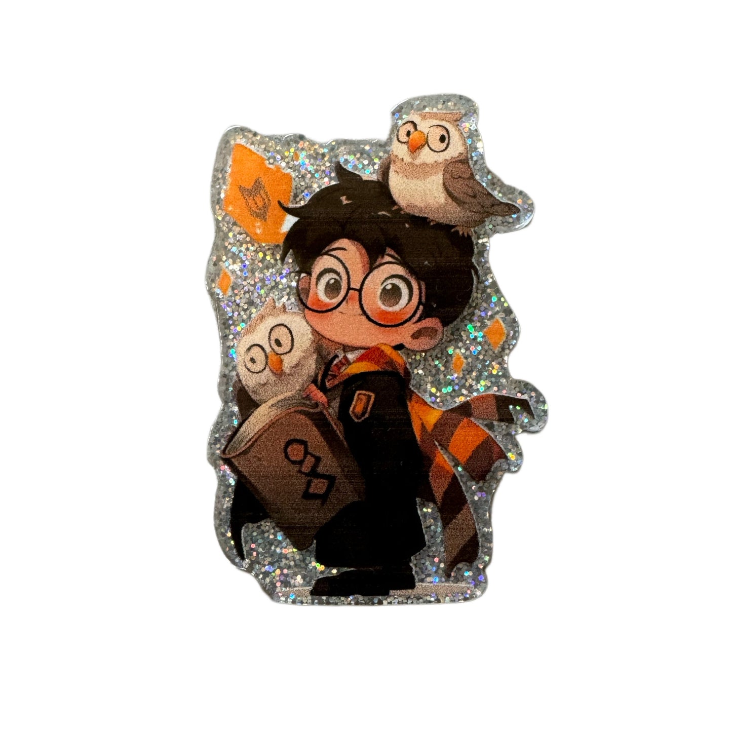 5 Pieces Harry the Wizard with Owls Flatback One Sided Planar Acrylic for Keychains, Badge Reels, Earrings and More!