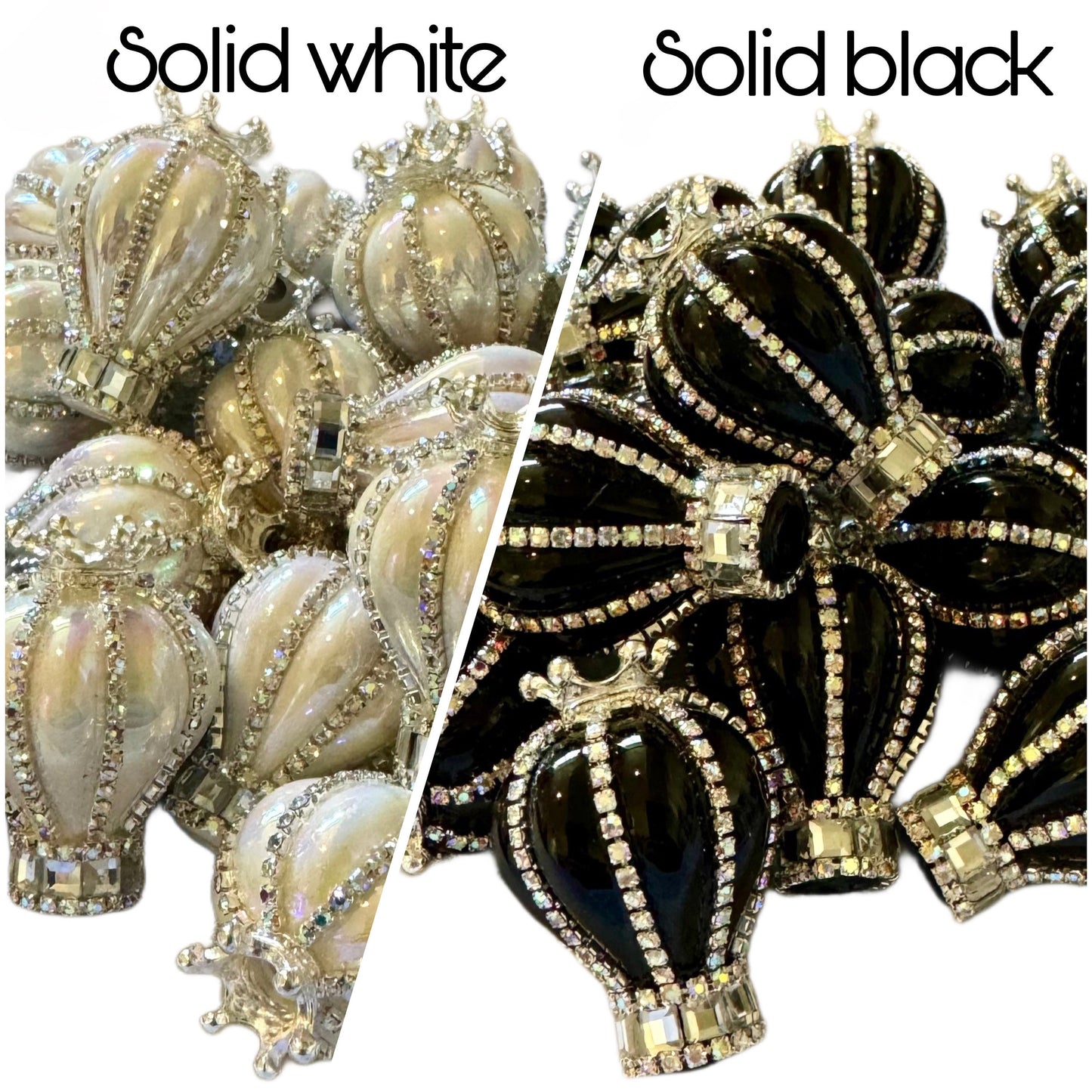 2 Pieces High Quality 35mm Hot Air Ballon Bead with Crown and Rhinestones for Beadable Pen Keychain Bracelet and more for Your DIY Creations