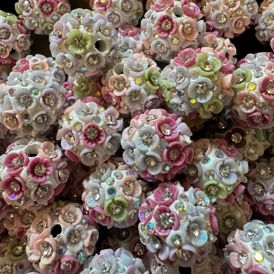 Gorgeous 18mm Multicolor Acrylic Flower Beads with Centre Rhinestone for Beadable Pen Stylus Keychain Bracelet Earrings and More