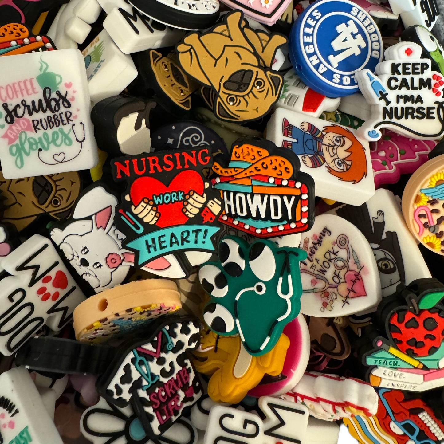 25 and 50 Pieces Bulk Random Silicone Focal Bead Random Mix for Beadable Pens, Pencils, Keychains. Fun Grab Bags for Your DYI Creations!