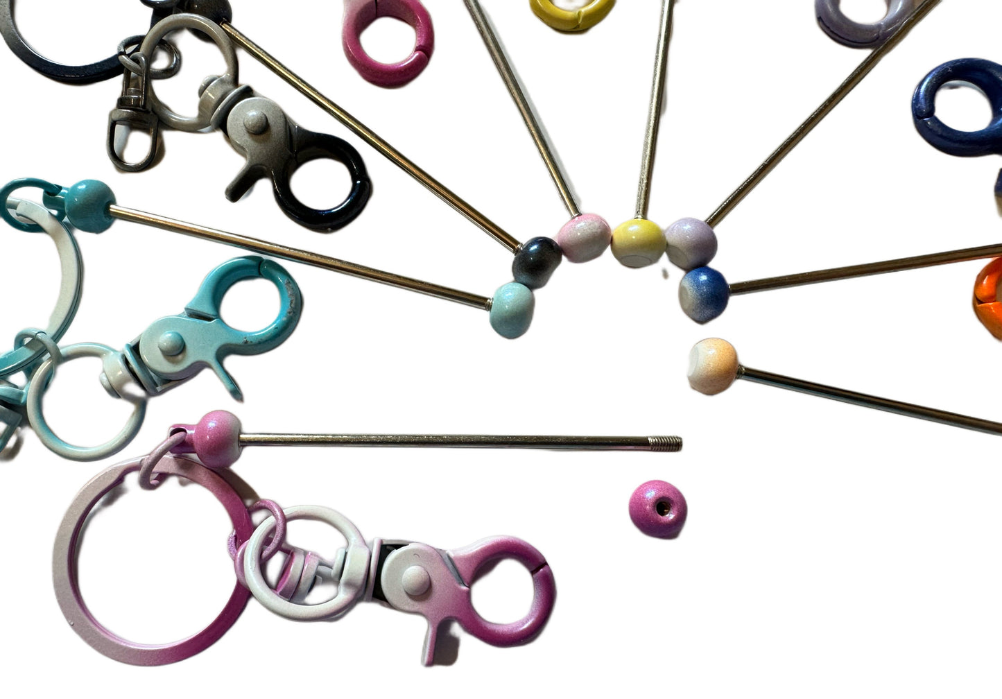 Metal Gradient Colors Keychain Blank with Beadable Rod for Your DIY Creations With Beads Focals Rhinestones Spacers Sold Separately