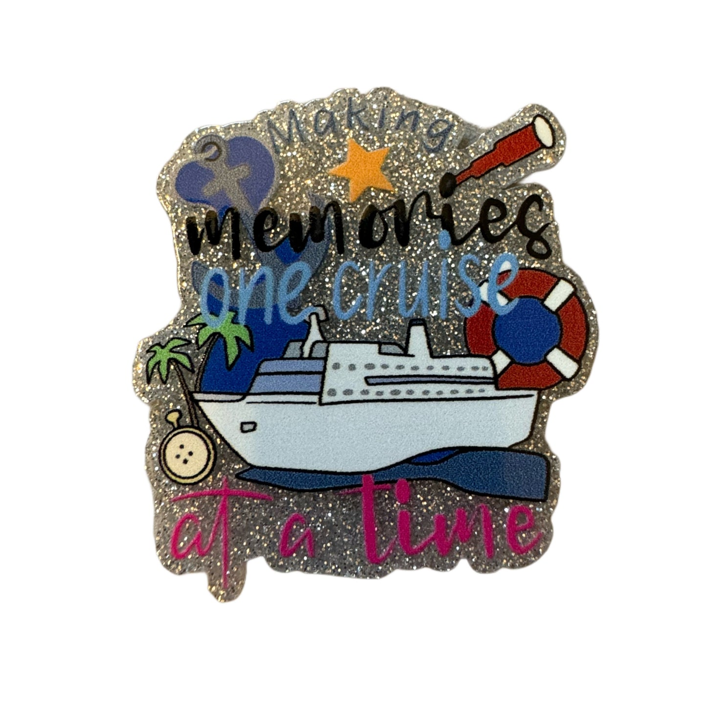 5 Pieces Making Memories One Cruise at a Time Cruise Ship Flatback One Sided Planar Acrylic for Keychains, Badge Reels, Earrings and More!