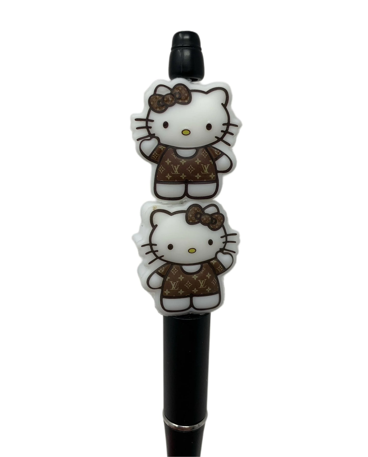 Hello Kitty in a Fashionable Brown LV Outfit Designer Inspired Silicone Focal Bead for Beadable Pens, Stylus, Pencils, Keychains and More.