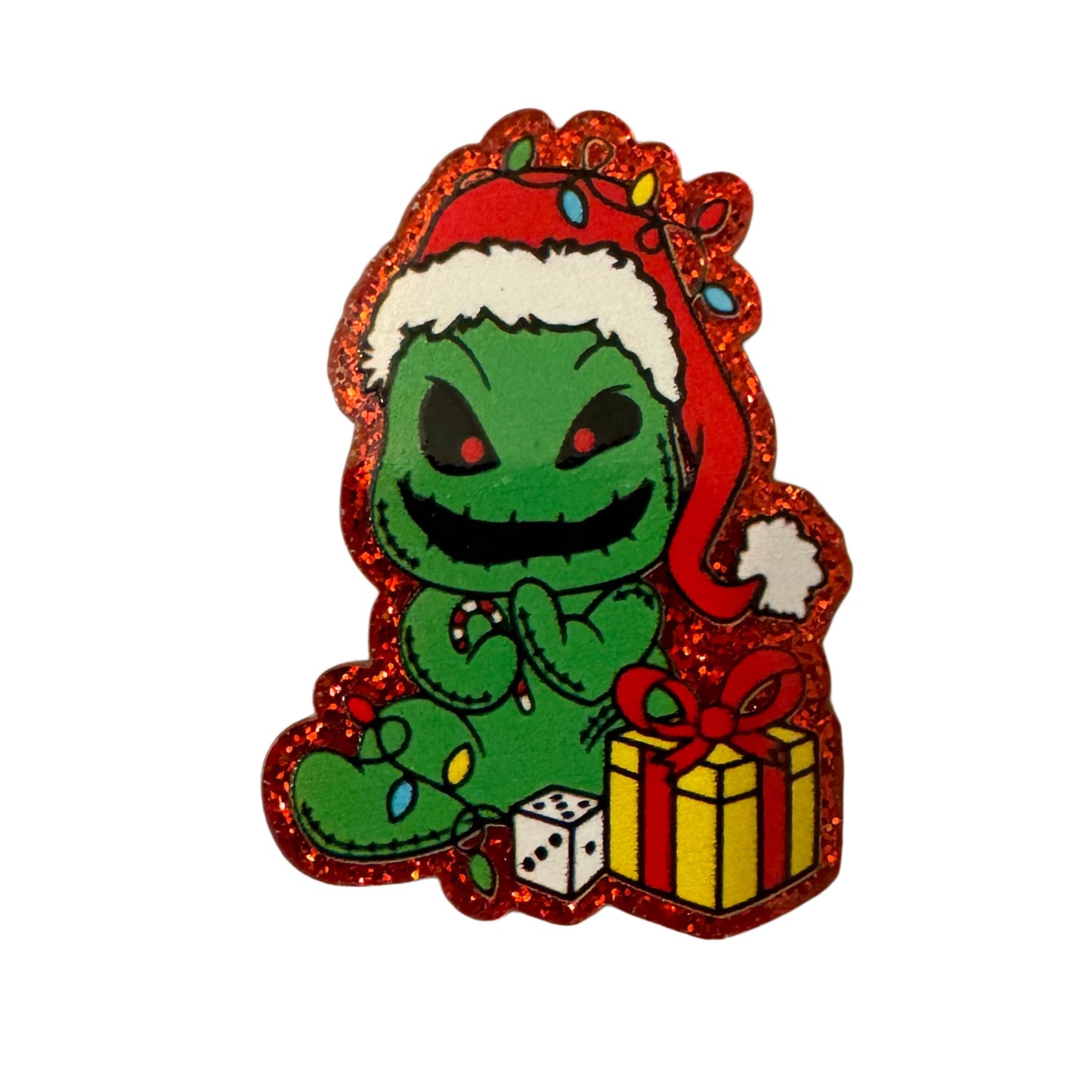 5 Pieces Christmas Oogie Boogie Flatback One Sided Planar Acrylic with Glitter Back for Keychains, Badge Reels, Earrings and More!