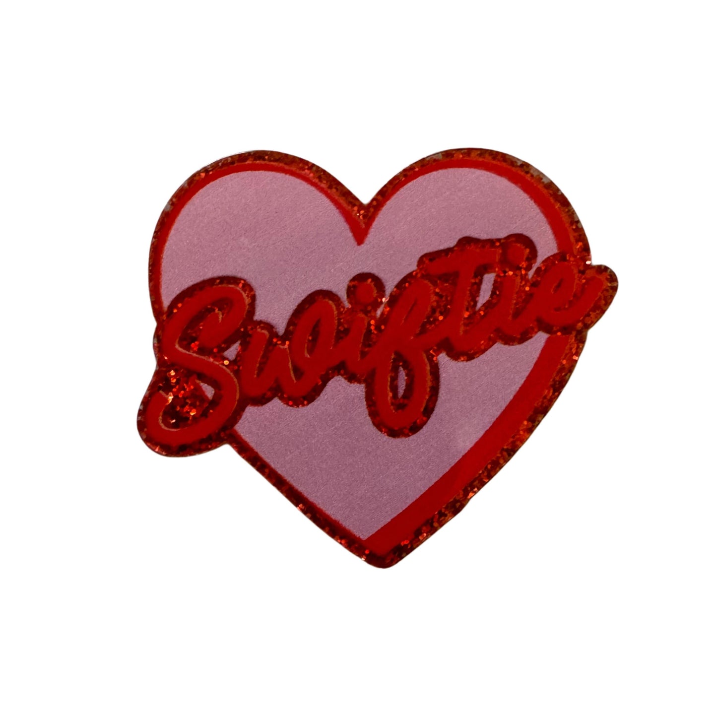 5 Pieces Swiftie Heart Flatback One Sided Planar Acrylic with Glitter Back for Keychains, Badge Reels, Earrings & More!