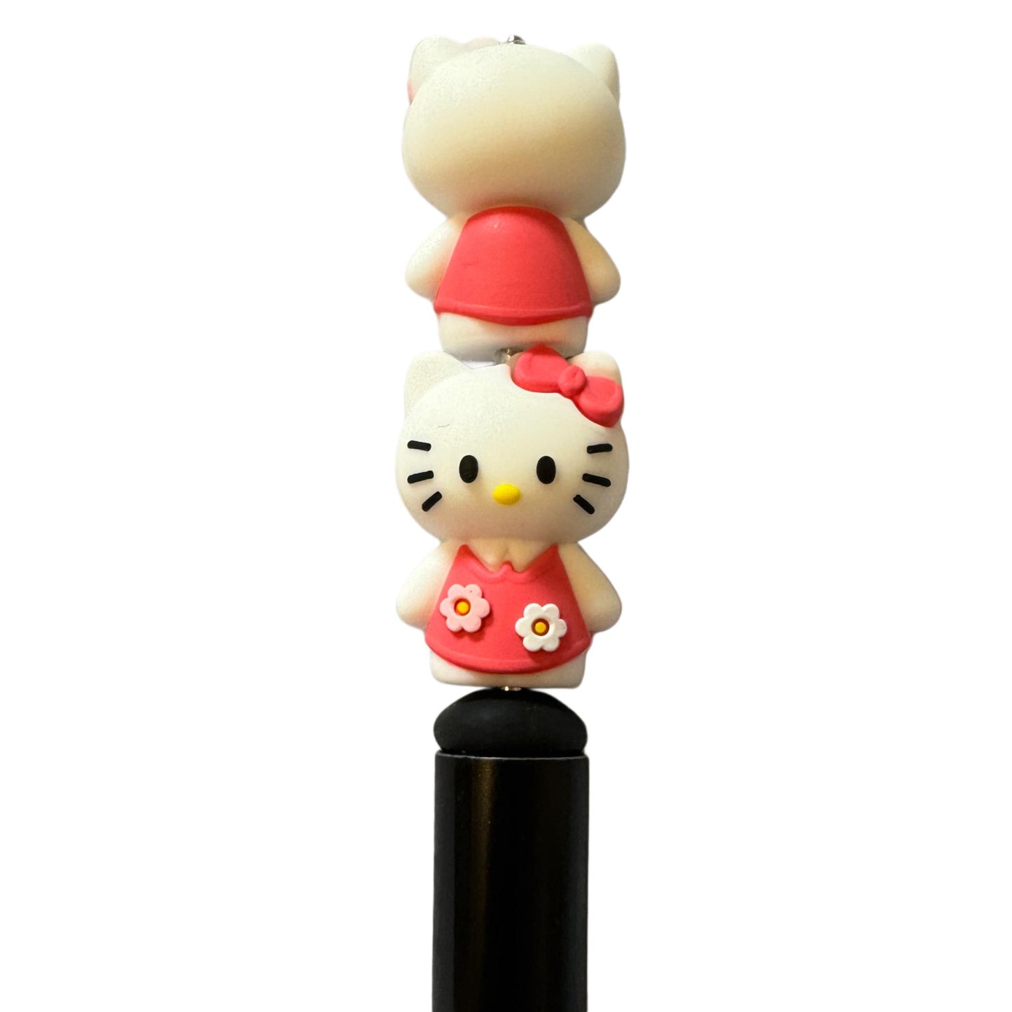3d Hello Kitty with Pink Bow and Dress Silicone Focal Bead for Beadable Pens, Stylus, Bookmarks, Keychains and More!