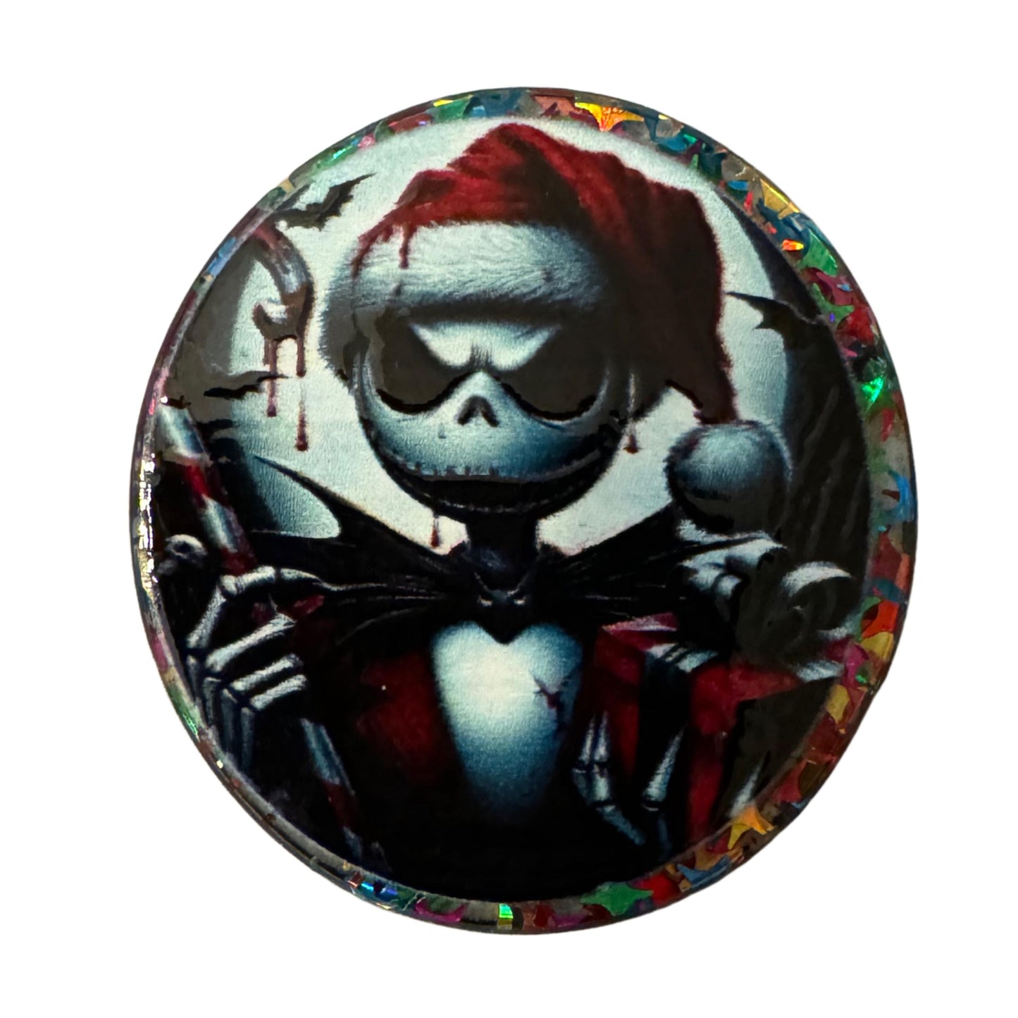 5 Pieces Scary Jack Skellington Halloween Flatback One Sided Planar Acrylic with Glitter Back for Keychains, Badge Reels, Earrings and More!