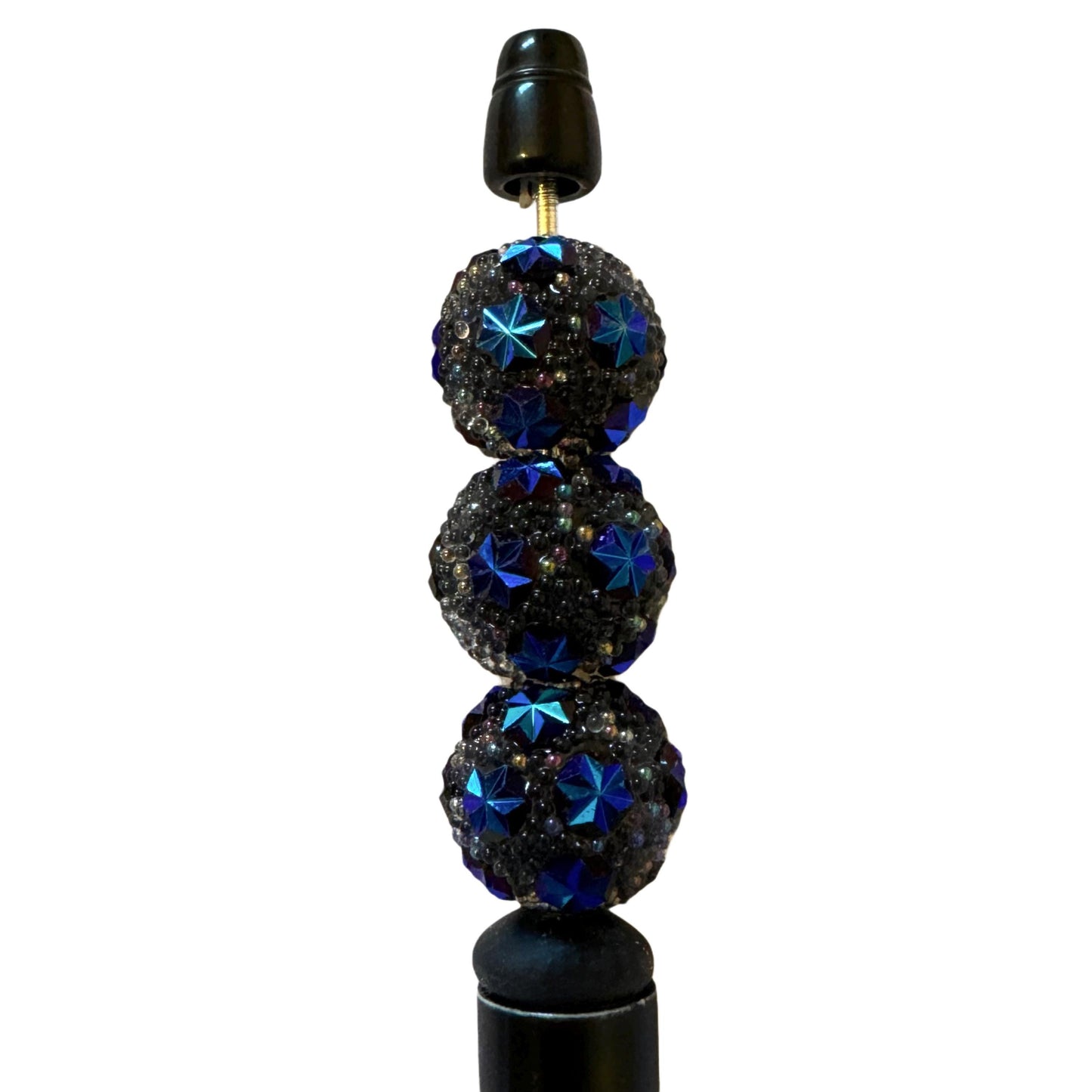 10 Pieces 15mm Black with Blue Bubble Beads with Stars for Beadable Pens, Keychains, Bracelets and More! Perfect for Your DIY Projects!