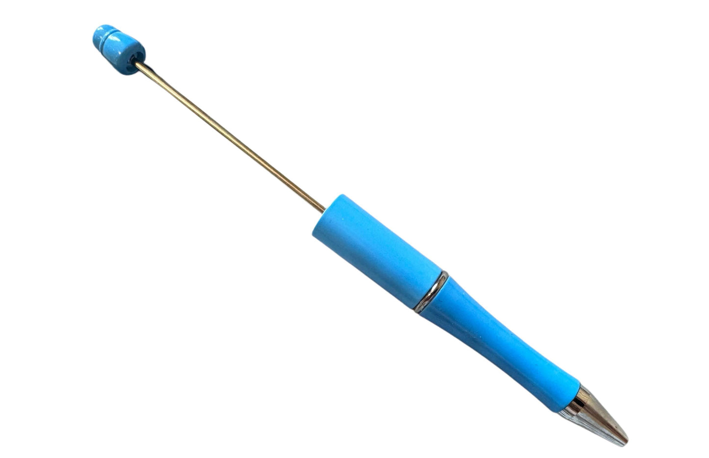 5 Pieces Azure Blue Beadable Plastic Pen Blank for Your DIY Creations with Beads Focals Rhinestones Spacers Refills Sold Separately