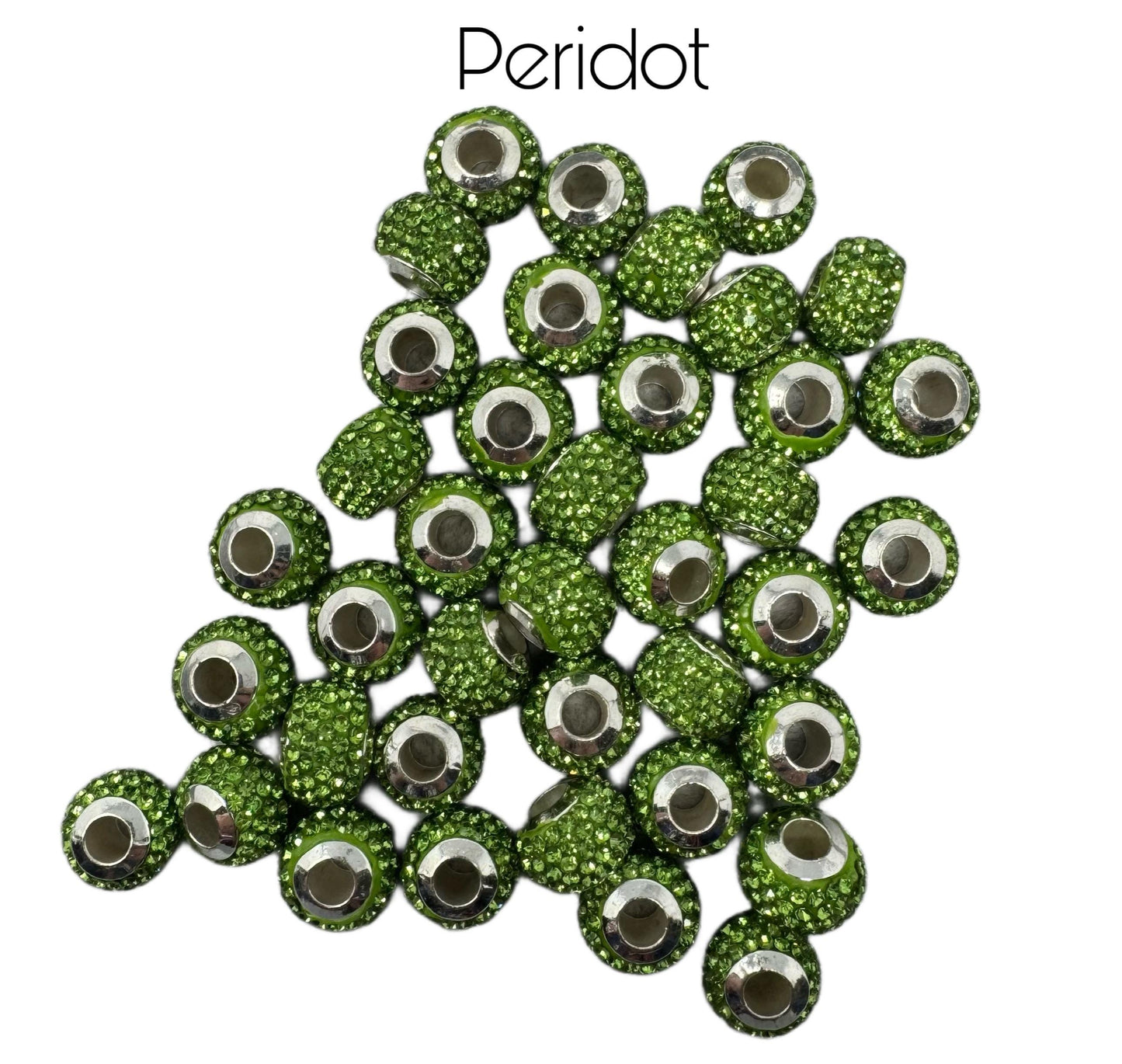 12mm European Style Pave Rhinestone Spacers with Large Hole. So Many Colors! Great for Bracelets, Necklaces, Beadable Pens and More!