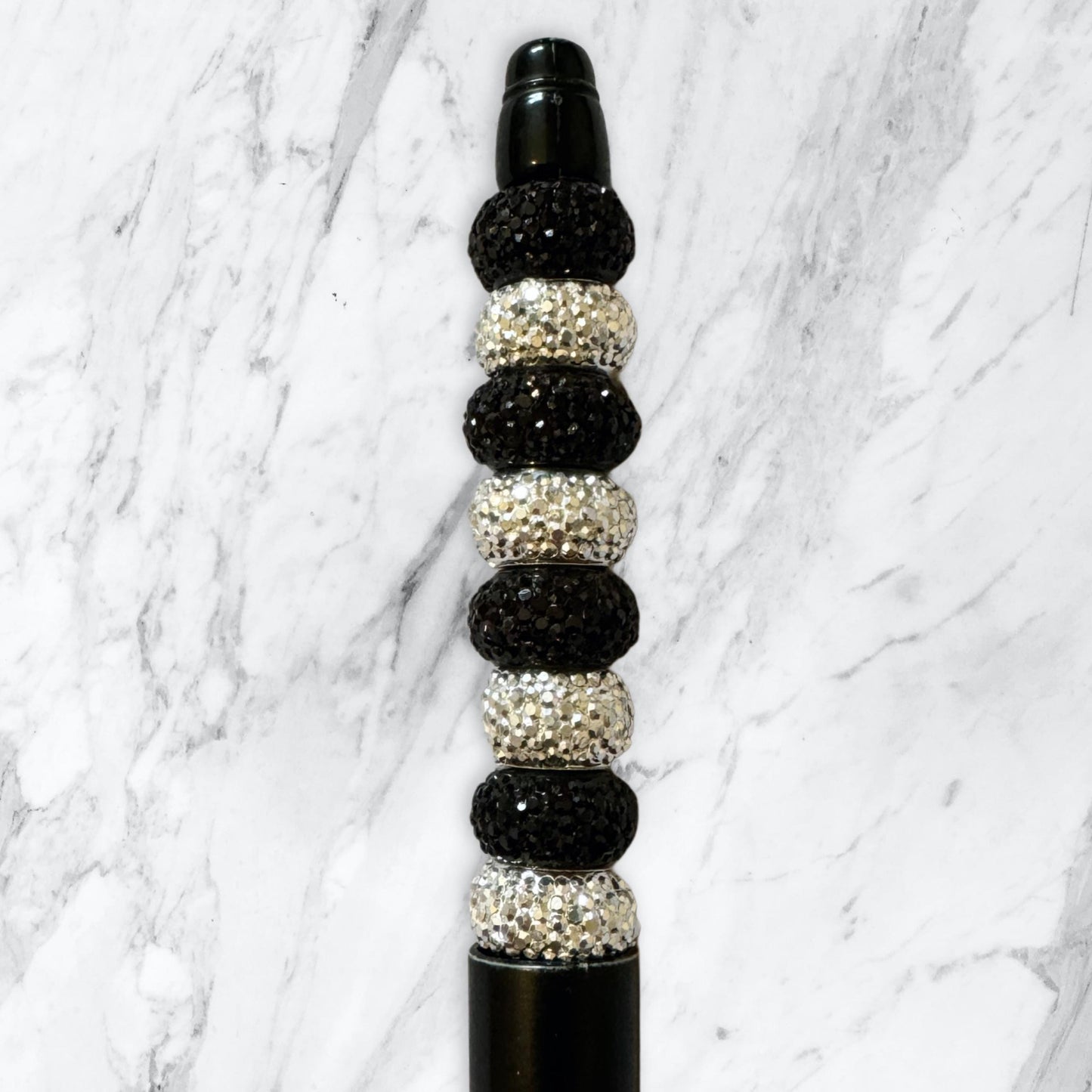 10 Pieces 12mm Thick Rhinestone Like Spacers in Black or Silver for Beadable Pen, Keychain, Bracelet & More. Perfect for Your DIY Creations!