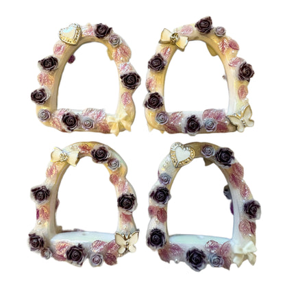 Ultra Premium 54mm Handmade Arched Window Frame with Flowers for Beadable Pens, Keychains, and More! Great for Wedding Bears!