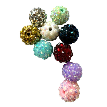 25 Pieces 12mmx13mm Acrylic Rhinestone Beads Mix for Beadable Pens, Keychains, Bracelets, Earrings and More. Perfect for Your DIY Projects!