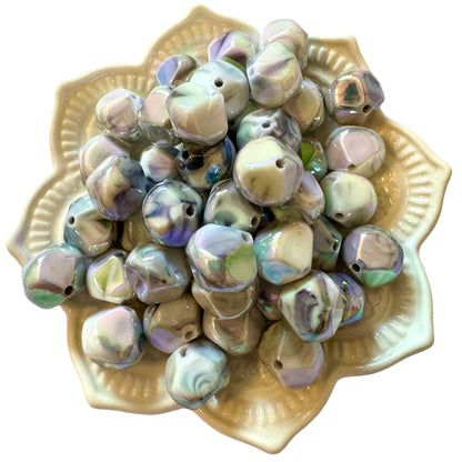 10 Pieces of Unusual Cylindrical Shaped Grey Marble Acrylic Beads for Earrings, Phone Straps and More for Your DIY Creations.