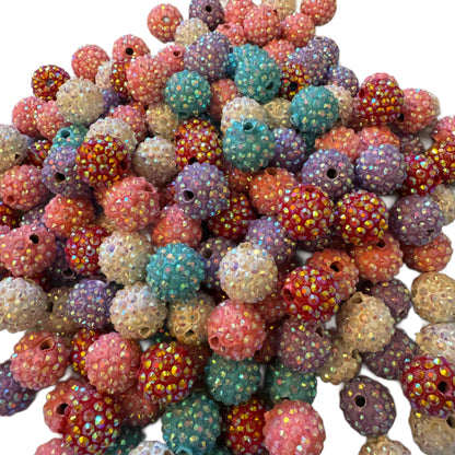 10 Pieces 16mm Acrylic Rhinestone and Clay Beads Mix for Beadable Pens, Keychains, Bracelets, Earrings and More. Perfect for Your DIY Projects!