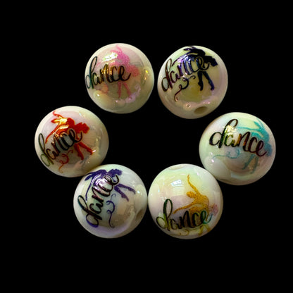 15.5mm Figure Dancing Acrylic Dance Beads with Aurora Borealis Coating for Beadable Pens, Keychain and More!