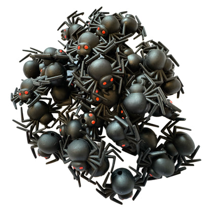 Scary 3d Black Spider with Red Eyes Halloween Horror Silicone Focal Bead for Beadable Pens, Stylus, Keychains and More!