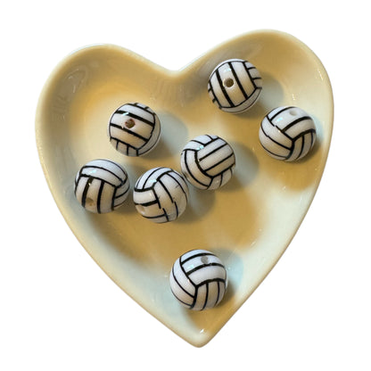 16mm Sports Themed Acrylic Volleyball Volley Ball Beads for Beadable Pen, Keychains, Bracelets and More!  Perfect for Your DYI Creations!
