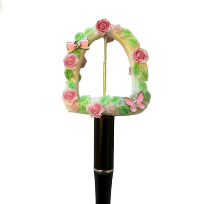 Ultra Premium 54mm Handmade Arched Window Frame with Flowers for Beadable Pens, Keychains, and More! Great for Wedding Bears!