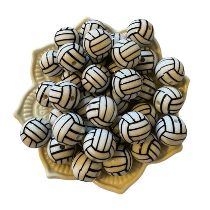 16mm Sports Themed Acrylic Volleyball Volley Ball Beads for Beadable Pen, Keychains, Bracelets and More!  Perfect for Your DYI Creations!