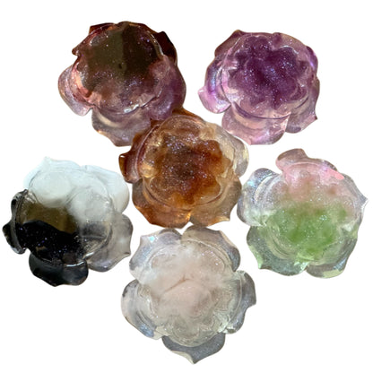 36mm Glitter Resin Rose Flower Flatback Cabochon with AB Coating Perfect for Your DYI Projects with Phone Cases Water Bottles and More!