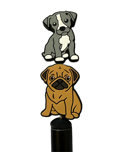 Dog and Cat Silicone Focal Bead Mix for Beadable Pens, Stylus, Pencils, Keychains.  Cute Puppy and Kitty Mix with Pug, Bulldog, and More!