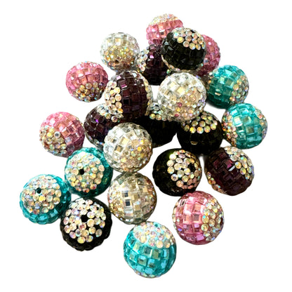 Gorgeous 16mm Rhinestone and Clay Disco Ball Beads with Colored Center Stripe for Beadable Pen Stylus Keychain Bracelet Earrings and More!