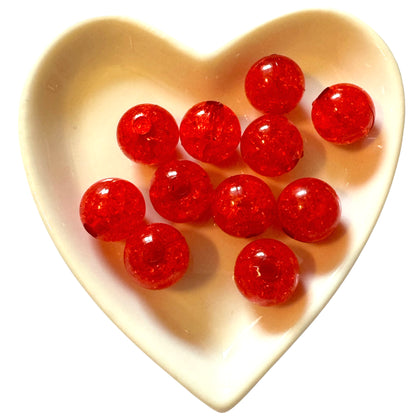 14mm Red Crackle Acrylic Beads for Beadable Pens, Bracelets, Keychains and More! Perfect for Halloween or Horror Projects!