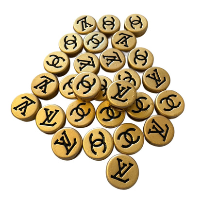 CC and LV Gold Toned Metal Spacer Designer Inspired for Beadable Pens, Keychains, Bracelets, Earrings and More!
