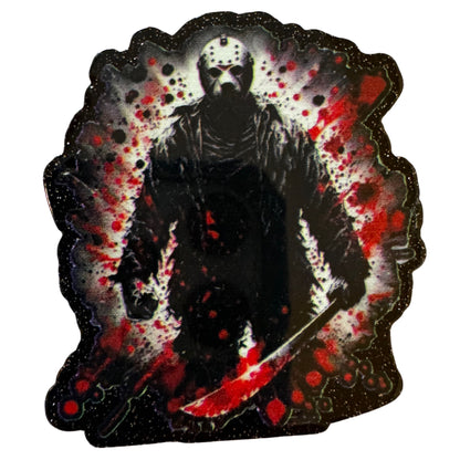 CUSTOMIZED! 5 Pieces Halloween Horror Characters Flatback One Sided Planar Acrylic with Glitter Back for Keychains, Badge Reels, Earrings & More! Jason, Freddy, Michael, Pennywise +