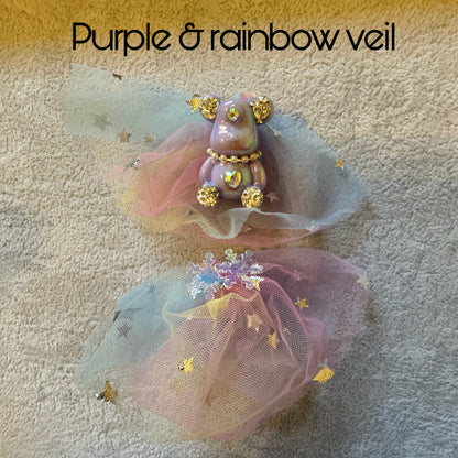 Ultra Premium Wedding Bride Bear with Veil and Rhinestones for Beadable Pen, Keychain and more!  Also Perfect for Quinceanera or Prom!