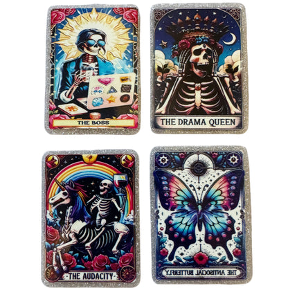 5 Pieces Tarot Card Mix or One Design Planar Acrylic with Glitter Back for Keychains, Badge Reels, Earrings and More! The Drama Queen, The Boss, The Audacity, The Anti Social