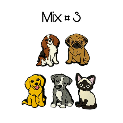 Dog and Cat Silicone Focal Bead Mix for Beadable Pens, Stylus, Pencils, Keychains.  Cute Puppy and Kitty Mix with Pug, Bulldog, and More!