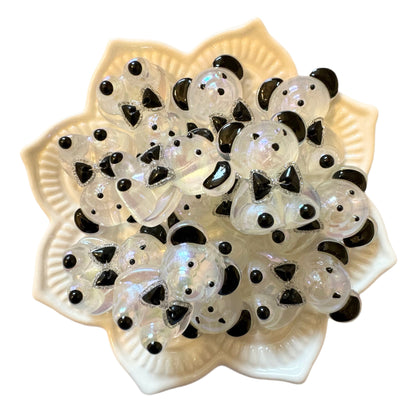 5 Pieces Luminous Acrylic Bear with Colored Accents for Beadable Pen, Keychain and more!  Perfect Your DYI Baby Shower Creations!