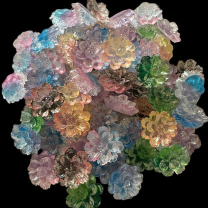 23mm Transparent Luminous Resin Wild Rose Flower Flatback Cabochon. Perfect for Your DIY Projects for Water Bottles, Phone Cases & More!