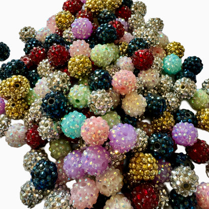 25 Pieces 12mmx13mm Acrylic Rhinestone Beads Mix for Beadable Pens, Keychains, Bracelets, Earrings and More. Perfect for Your DIY Projects!