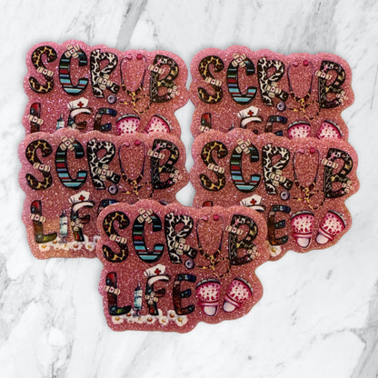 5 Pieces Nurse and Medical Mix or One Design Planar Acrylic with Glitter Back for Keychains, Badge Reels, Earrings and More! Nurse Life, Scrub Life, Certified Vein Whisperer