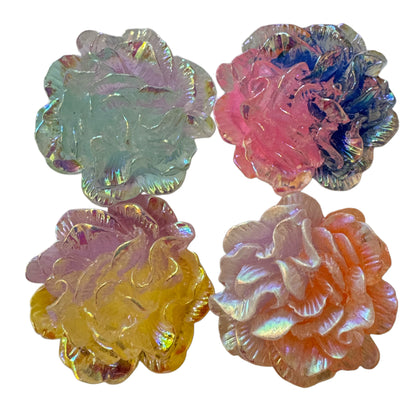 35mm Lightly Luminous Large Ruffled Flower Flatback Cabochon Perfect for Your DYI Projects with Phone Cases Water Bottles and More!