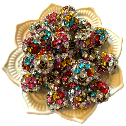 16mm Gold or Silver Metal and Rhinestone Beads for Beadable Pens, Stylus, Keychains, Bracelets, Earrings and More! Perfect for DYI Creations