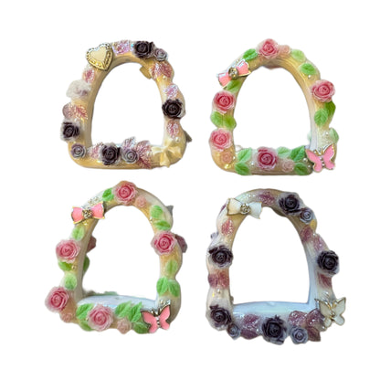 Ultra Premium 54mm Handmade Arched Window Frame with Flowers for Beadable Pens, Keychains, and More! Great for Wedding Bears!