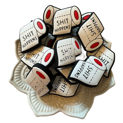Imperfect ADULT CONTENT Shit Happens with Toilet Paper Roll Silicone Focal Bead for Beadable Pens, Stylus, Pencils, Keychains and More