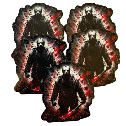CUSTOMIZED! 5 Pieces Halloween Horror Characters Flatback One Sided Planar Acrylic with Glitter Back for Keychains, Badge Reels, Earrings & More! Jason, Freddy, Michael, Pennywise +