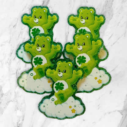 5 Pieces Care Bear Mix or One Design Planar Acrylic with Glitter Back for Keychains, Badge Reels, Earrings and More!