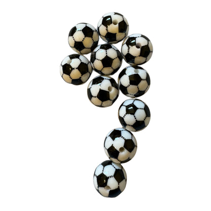 16mm Sports Themed Acrylic Soccer Ball Beads for Beadable Pen, Keychains, Bracelets and More!  Perfect for Your DYI Creations!