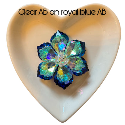 Stunning Handmade Double Layer with Individual Petals 45mm Large Flat Back Glass Flower Cabochon for Your DIY Creations. Sold Individually